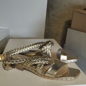 Gold Braided Women's Sandals